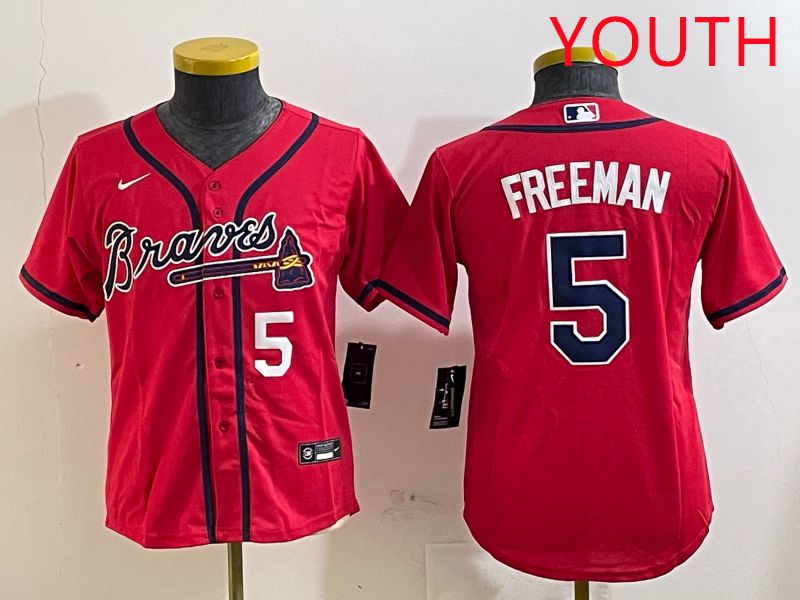 Youth Atlanta Braves #5 Freeman Red Game 2025 Nike MLB Jersey style 6->youth mlb jersey->Youth Jersey